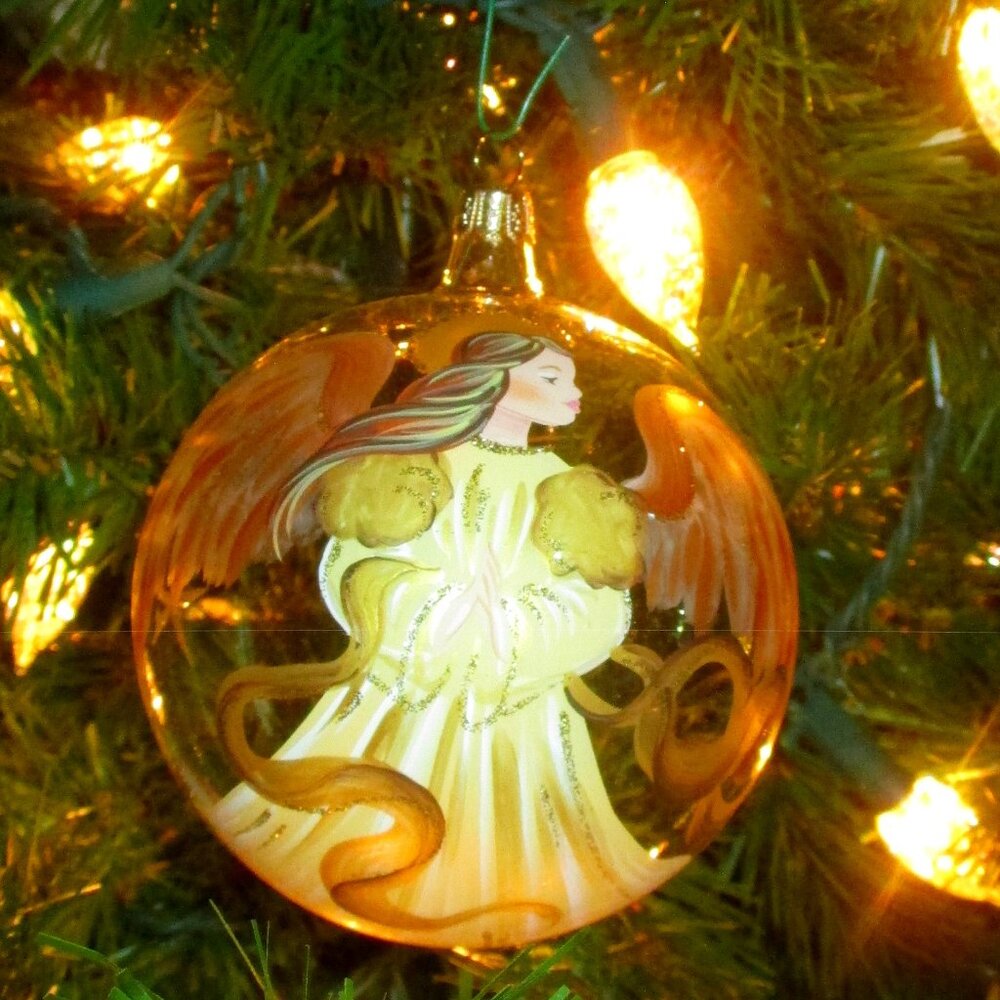 Hand Painted Glass Angel Ornament